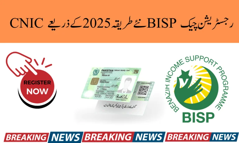 CNIC نئے طریقہ 2025 کے ذریعے BISP رجسٹریشن چیک
