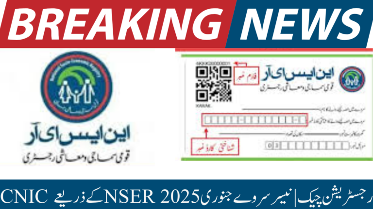 CNIC کے ذریعے NSER رجسٹریشن چیک | نیسر سروے جنوری 2025