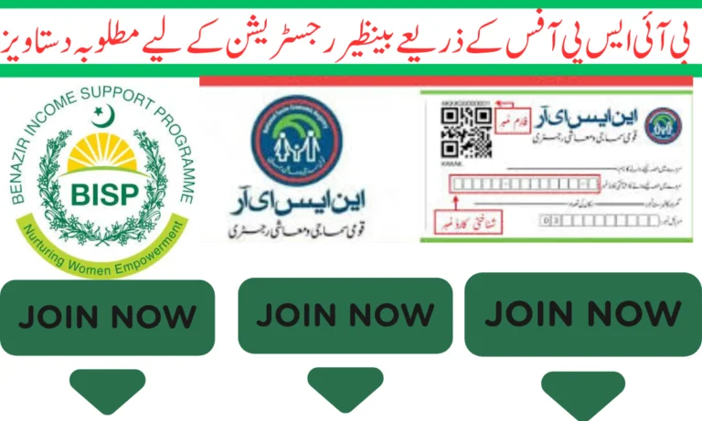بی آئی ایس پی آفس کے ذریعے بینظیر رجسٹریشن کے لیے مطلوبہ دستاویز
