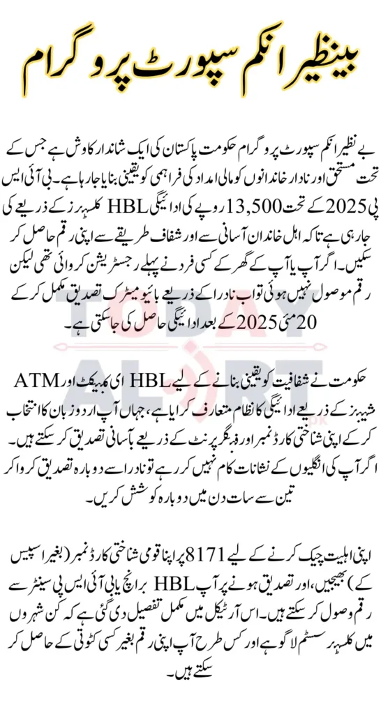 BISP 13500 Payment Distribution Process Via HBL Clusters