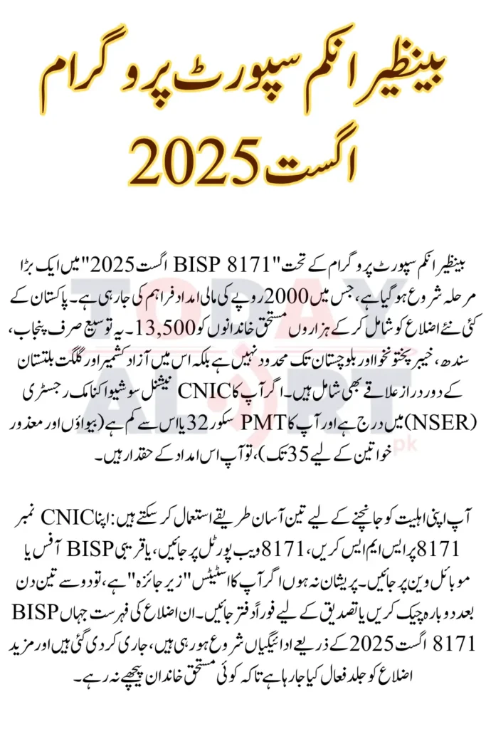 BISP 8171 August 2025 Payment New Districts List Released