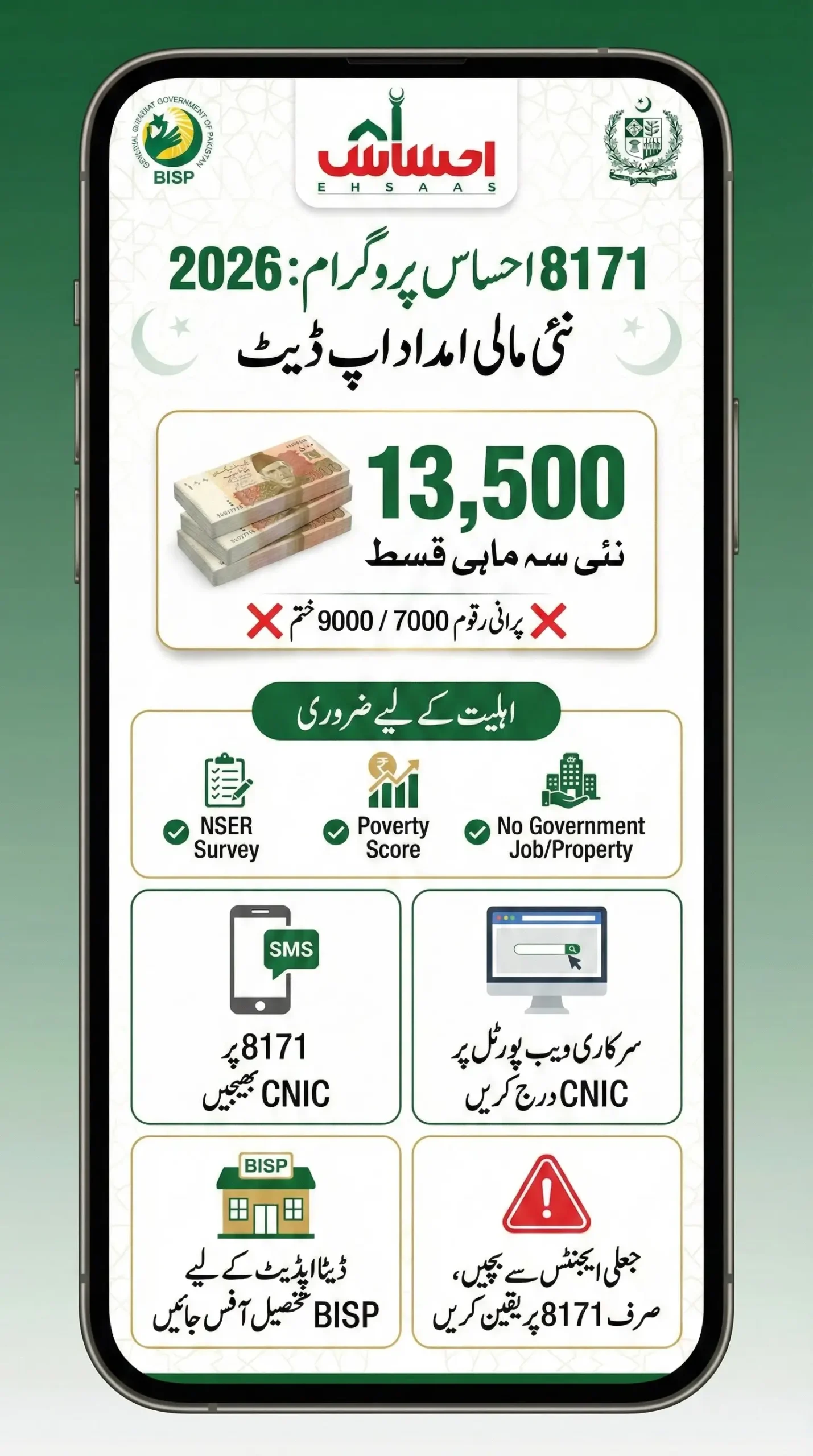 8171 Ehsaas Program 13500 Check CNIC Online New Method 2026