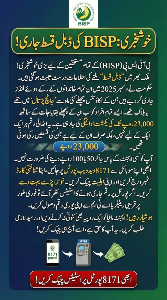 Good News: BISP 8171 Double Qist Released Check Your 8171 Status Now