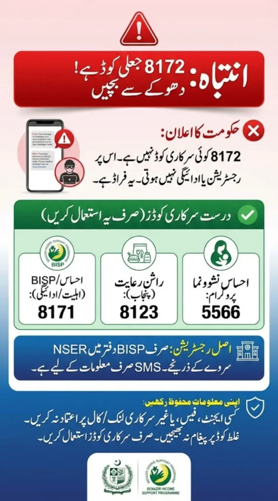 Alert for Pakistanis: 8172 Ehsaas Program Code Is Wrong – Use Only 8171