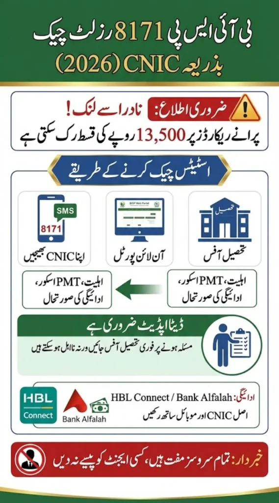 BISP 8171 Result Check Online By CNIC 2026 - New Way to Check 13500 Qist